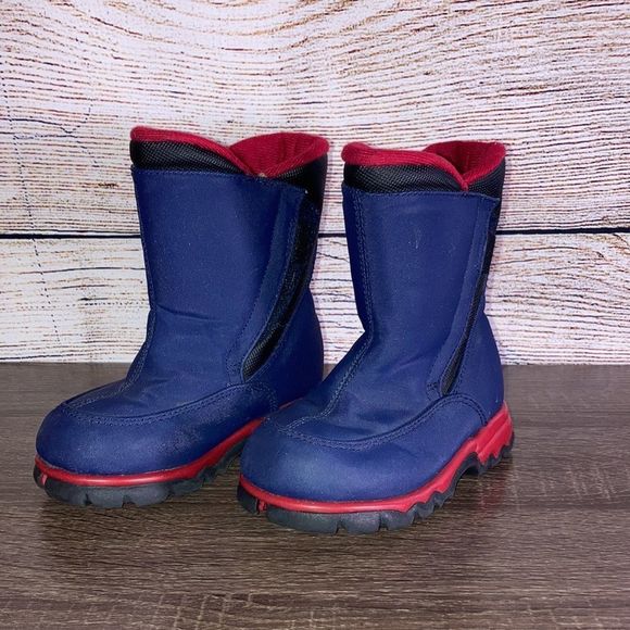 Youth Red and Navy Lands End Snow Boots Size 7m - Picture 4 of 14